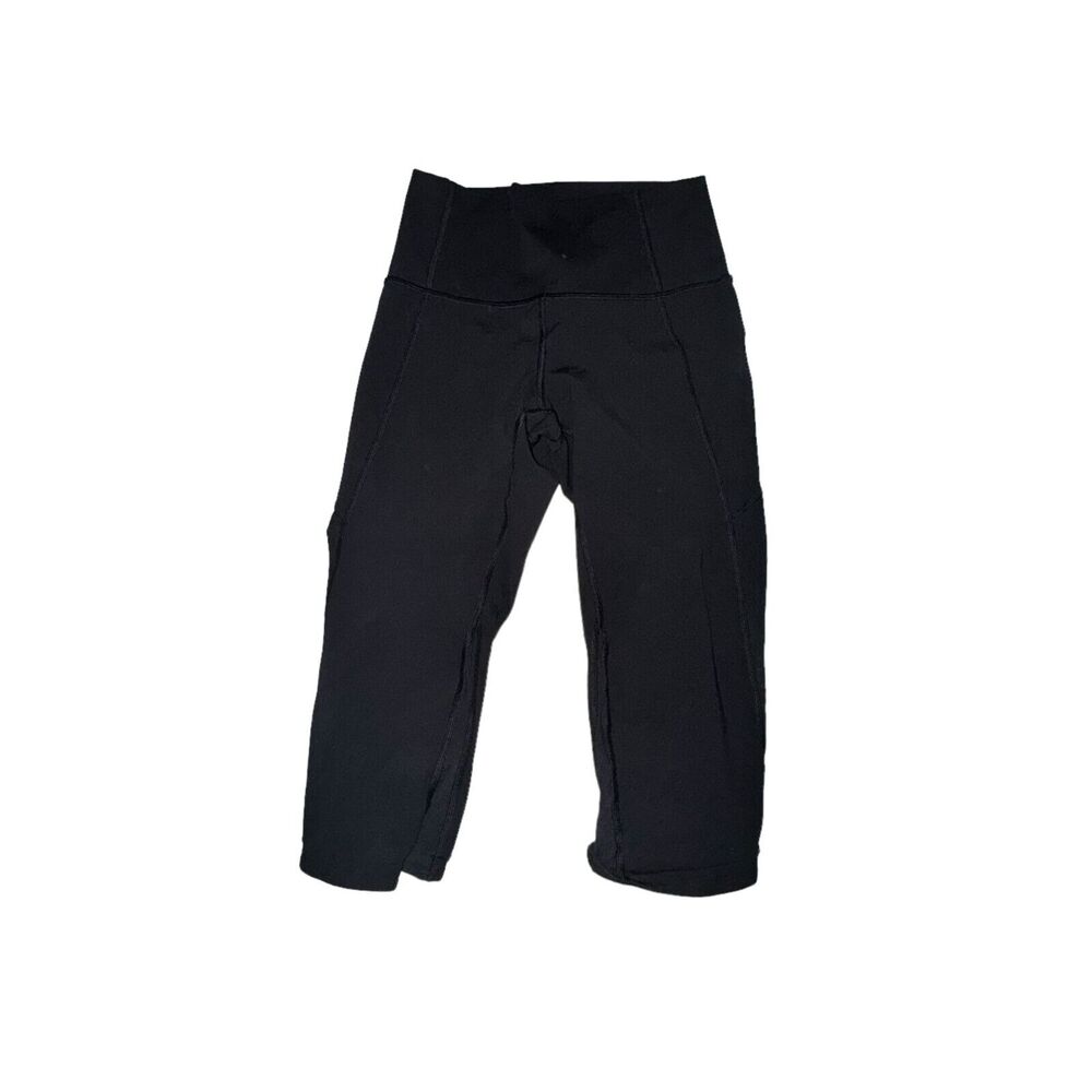 Lululemon Drop It Like It's Hot Crop Size 6 Black Full On Luxtreme Mesh Mid Rise